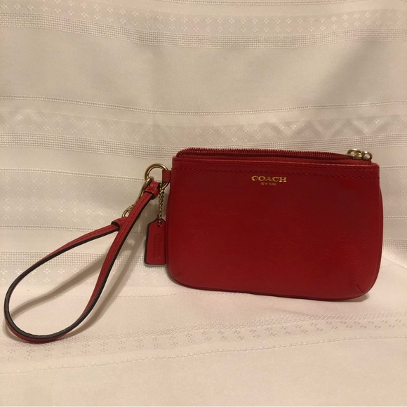 Coach Red Corner-Zip Wristlet - Picture 2 of 6